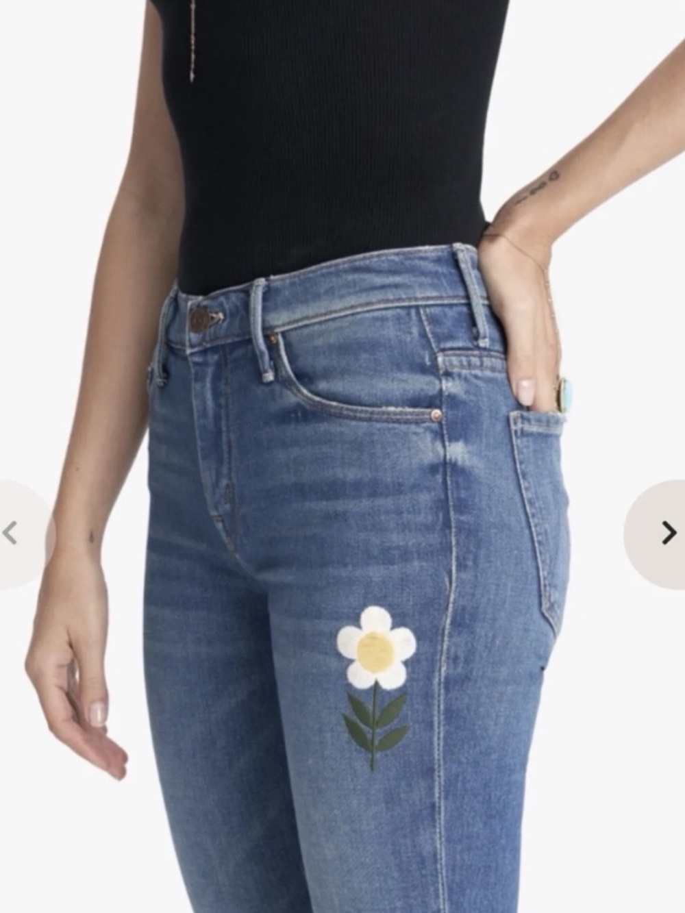 MOTHER Embroidered Weekender Fray Jeans - Picture 2 of 14